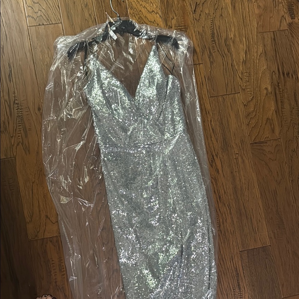Elegant Bridesmaid Silver Sequin Dress